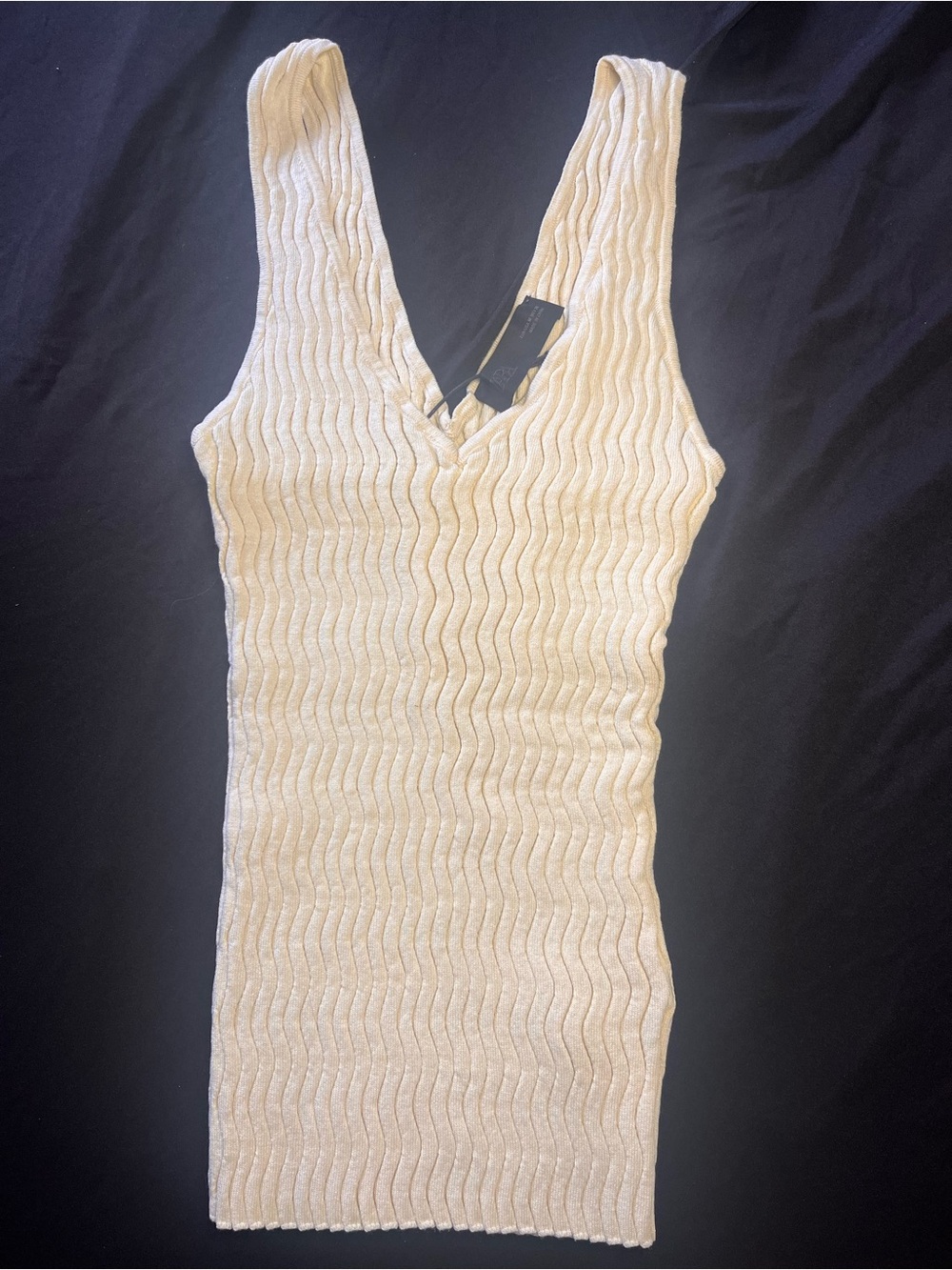 Zara Cream Ribbed V-Neck Tank Top